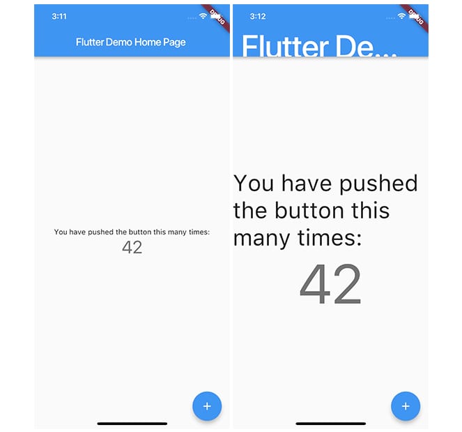 Standard vs the largest possible font settings in Flutter