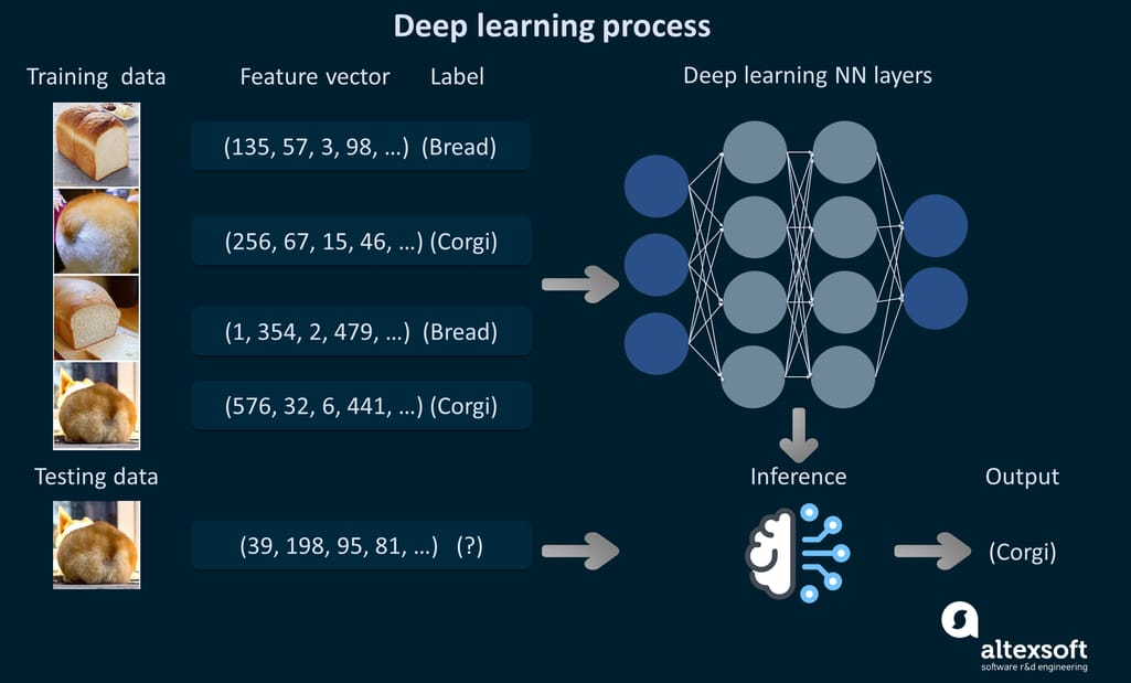 Deep learning process depiction
