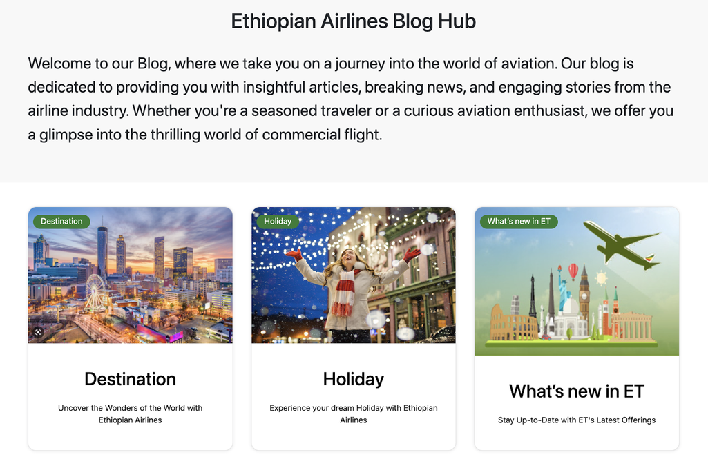 Ethiopian Airlines' blog shows smart use of content for service promotion