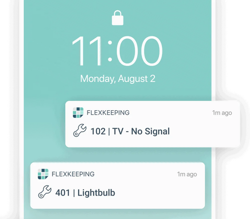 Notifications of open maintenance tickets for different hotel rooms