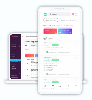 Tasks created based on a guest’s complaint in Lodgistics housekeeping management software