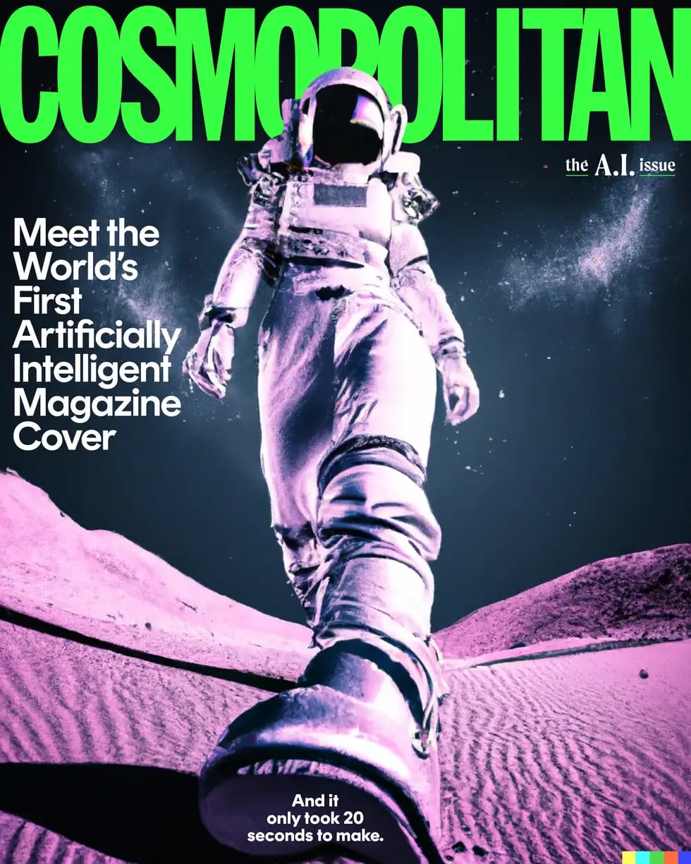 Cosmopolitan magazine cover created by AI.