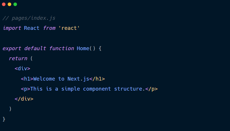 JSX syntax for a Next.js component