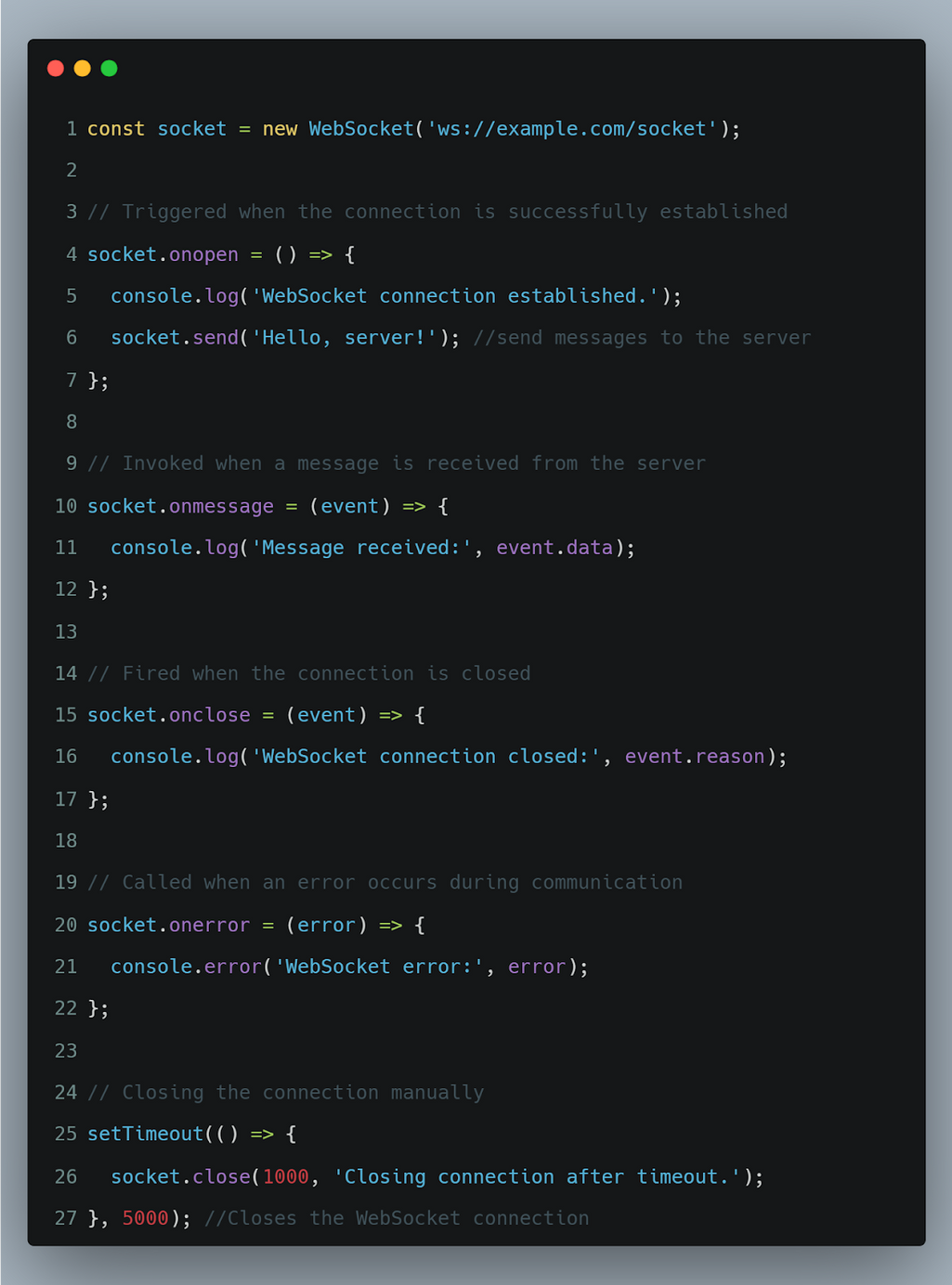 Example WebSocket implementation