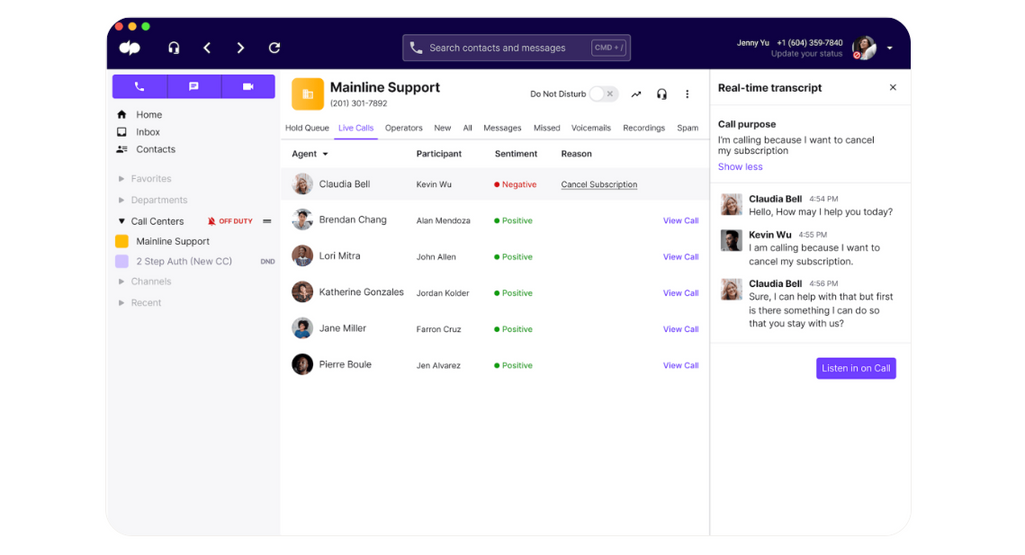 An example of sentiment analysis in real-time calls