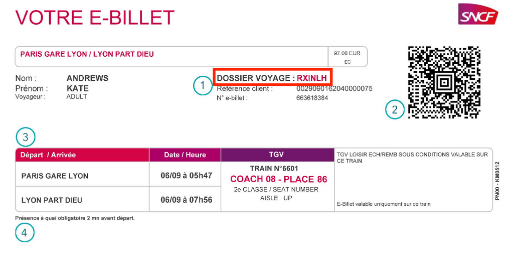 Example of an SNCF ticket. Source: RailEurope