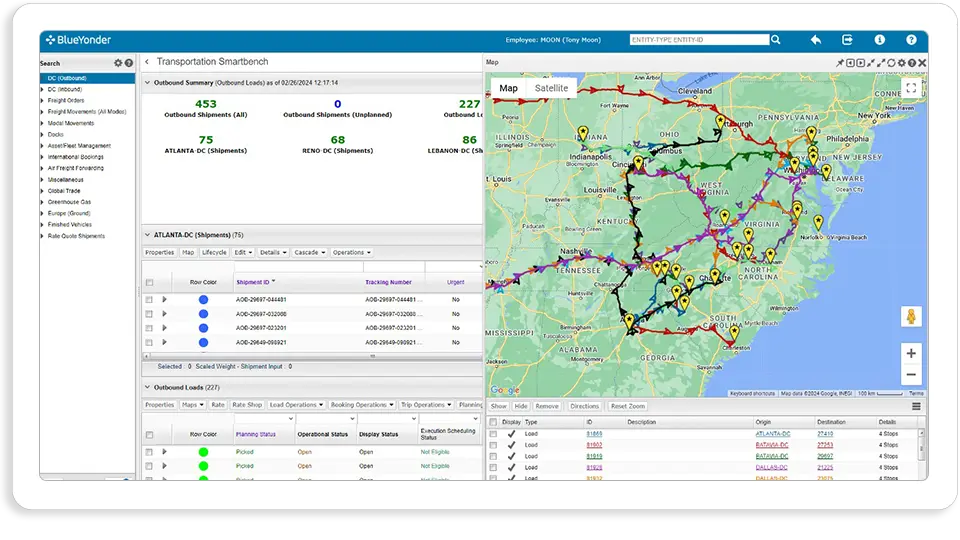 Blue Yonder offers a detailed overview of your transportation activities. Source: Blue Yonder